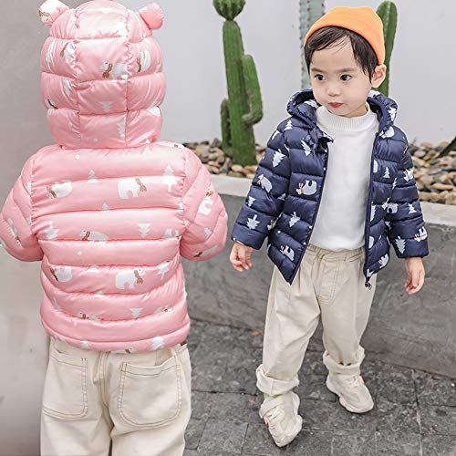Happy Cherry Toddler Kids Down Jacket Winter Jacket Hooded Thickened Warm Snowsuit Coat Parka Outerwear Navy 3-4T #TOP4