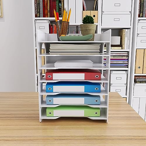 PUNCIA Dokumentenablage A4 Briefablage 7 Ablagefächer PVC Schreibtisch Datei Organizer Papierablage Aktenaufbewahrung Ablagesystem Dokumentenhalter für Büro Arbeitszimmer Schule Office