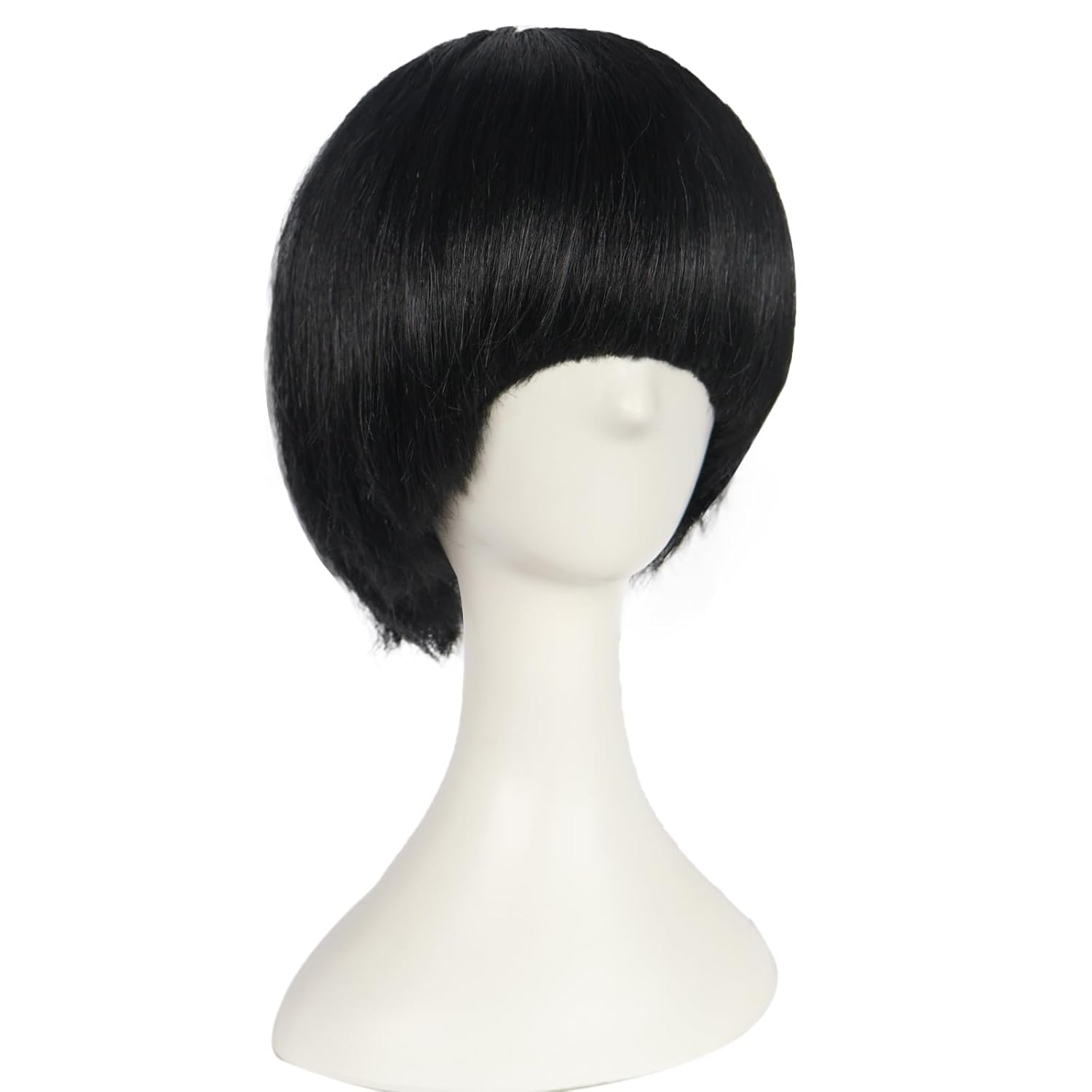 (Wig Cap + Black Bowl Cut Wig for Men Short Synthetic Funny Mushroom Black Bob Wigs with Bangs for Adult 60s 70s 80s Short Funny Cosplay Wigs for Halloween Costume Party Anime Outfit - Image 3