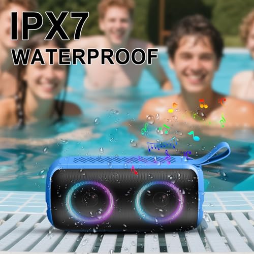 Image of Hupoaf Bluetooth Speaker, 2026 New Portable Wireless Speaker with 6D Loud Sound, IPX7 Waterproof Stocking Stuffers, HD Call, RGB Lights, 12H Playtime for Home /Party /Outdoor /Beach, White Elephant Gift
