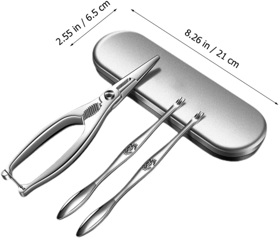 SOLUSTRE 1Set Stainless Steel Crab Tool with Clamps Forks and Crackers Multi Purpose Seafood Eating Tools Portable Storage Box for Kitchen and Dining