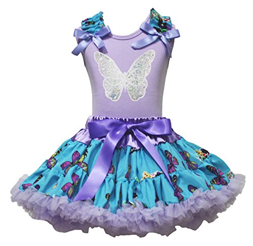 Conjunto de camiseta de algodón lavanda y falda pettiskirt para niñas de 1 a 8 años