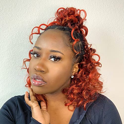 Ocean Wave Curly Crochet Hair 9inch 7Packs Water Wave Crochet Hair for Black Women Wet And Wavy Crochet Hair Deep Twist Crochet Synthetic Hair 1b/red/350