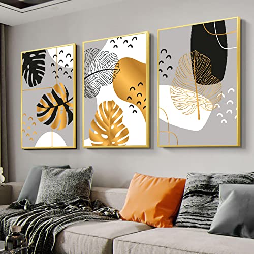 Toile murale salon moderne affiche abstraite dorée 50x70cm design