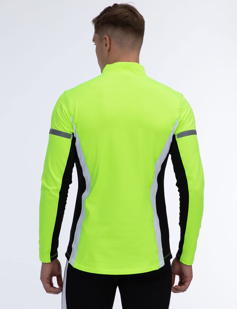 Airtracks Herren Winter Funktions Laufshirt Langarm - Thermo Running Sweatshirt - Fleece T-Shirt - Warm - Winddicht - Atmungsaktiv - Reflektoren