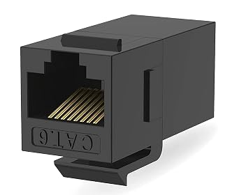 Cat6 Keystone Coupler RJ45 Ethernet Jack Insert 10 Pack Coupler Female to Female Inline Extender, Black