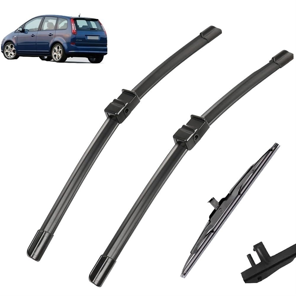 Tergicristalli Compatibili Con Ford Focus C-Max MK1 (2003-2010) | Set Da 3 Pezzi (26+19+11 Pollici) | Gomma Naturale Antipioggia - 2