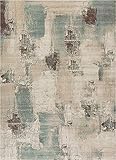 Well Woven Sandro Blue Tan Brown & Ivory Modern Abstract Short Pile Kilim Style 2x3 (2' x 3') Area Rug Multi Color Pattern