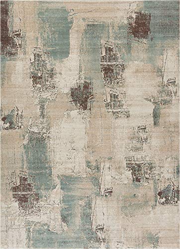 Well Woven Sandro Blue Tan Brown & Ivory Modern Abstract Short Pile Kilim Style 2x3 (2' x 3') Area Rug Multi Color Pattern