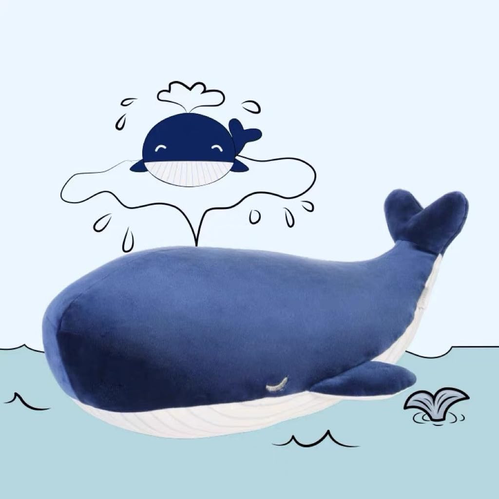 MAIPAI Cute Whale Stuffed Animals Plush Pillow,Soft Kawaii Blue Whale Plush Toy,Cotton Plushies Pillows Doll for Kids Plush Figure Gift (Blue 25cm) - Image 4