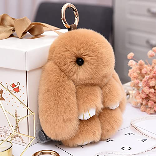 Hxinfu Real Rabbit Fur Ball Keychain Bag Plush Pom Poms Fluffy Bunny Keychain #TOP2