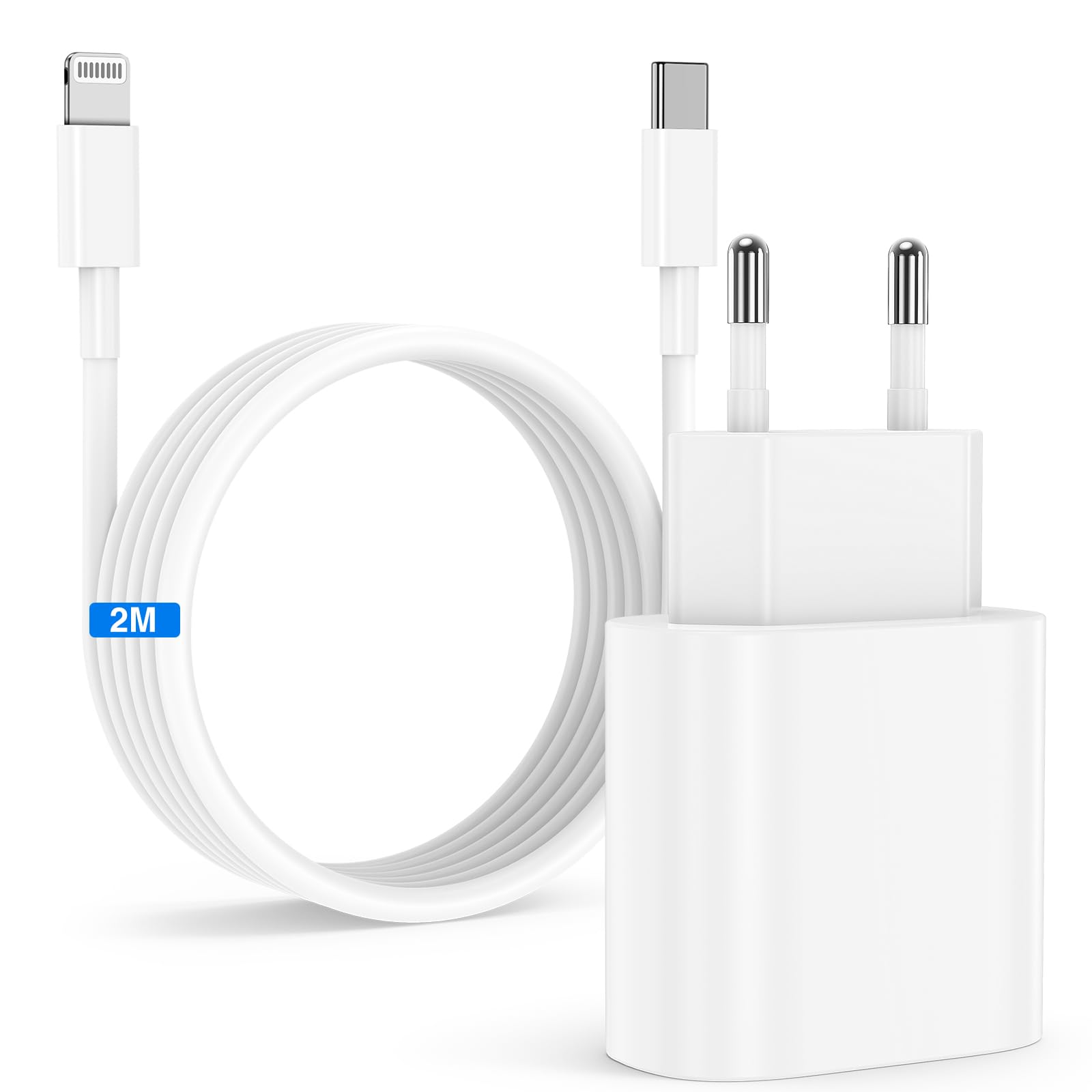 Cargador Carga Rápida USB-C para iPhone 17 16 15 & Cable de Carga Rápida 2M - Adaptador de Enchufe 20W Compatible con iPhone 16e,16/15 Plus,17 Air, 17/16/15 Pro, Pro MAX, Pad — view 10