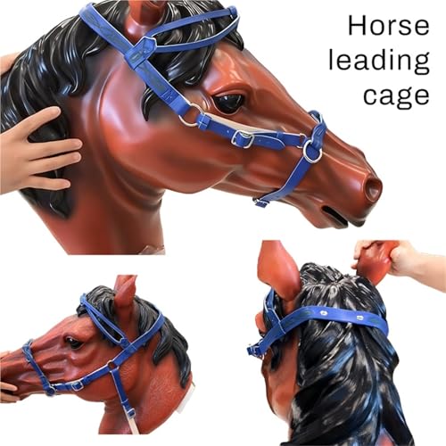 Licol pour chevaux en cuir PU réglable et harnais de tête