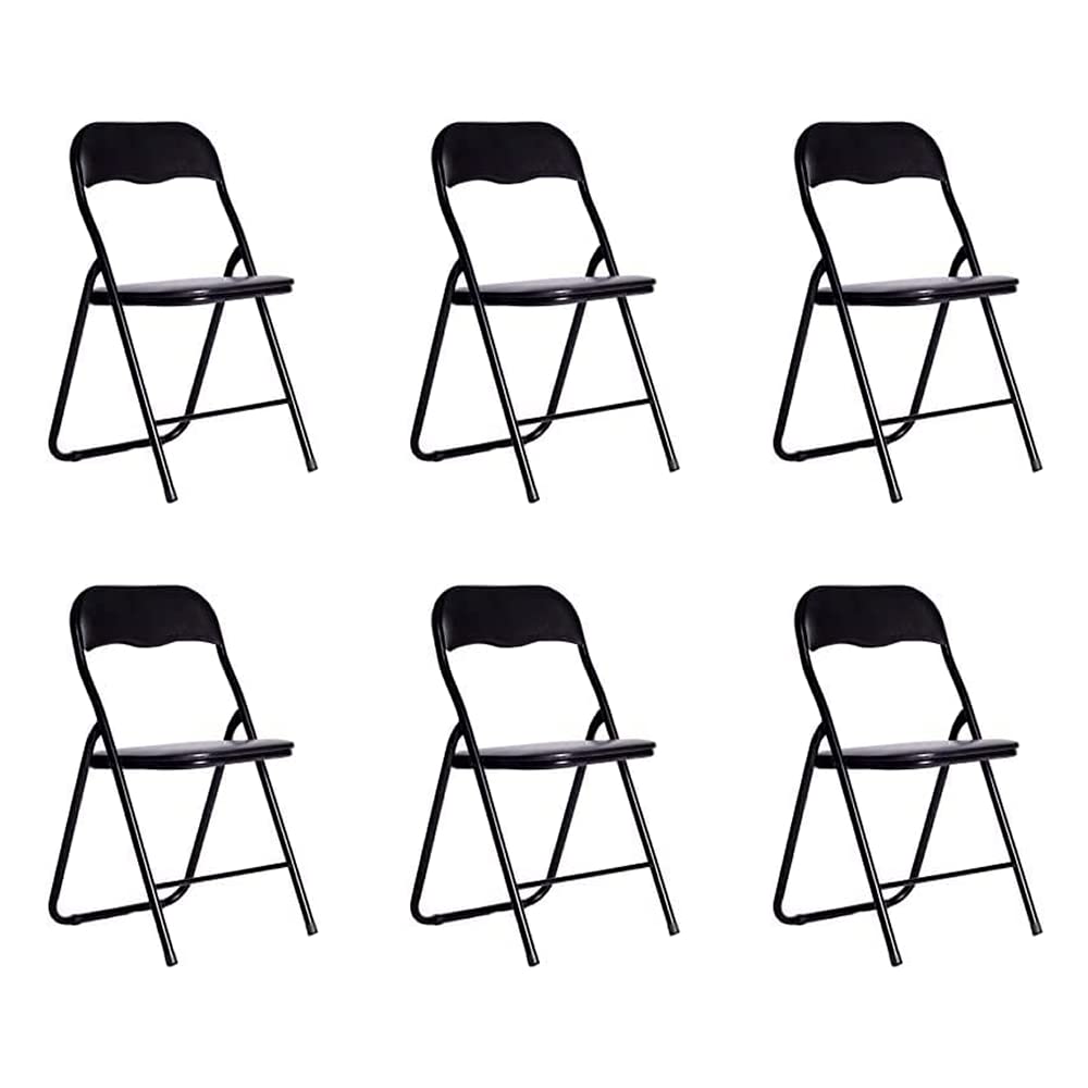 DUPI Silla Plegable de Metal | Acolchada y Cómoda | Uso en Cocina, Oficina, Camping | No Requiere Montaje | para Espacios Pequeños | Sintético | Negro | Pack de 6 Unidades