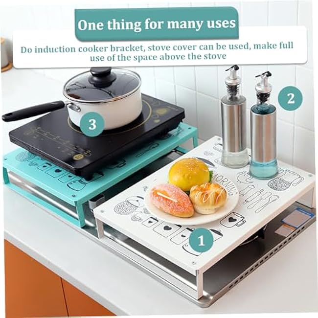 15.8x11.8x3.2 in Metal Microwave Oven Rack, Space-Saving Kitchen Counter Shelf for Microwave, Easy-Clean Stand for Induction Cooker, Toaster & Small Appliances, Green Finish