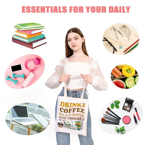 Bolso tipo tote tejido a ganchillo para amantes del café y del crochet, regalo ideal miniatura 7
