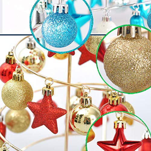 Amosfun Mini árvore de Natal metal com bola de Natal mesa enfeite de decoração de árvore de Natal pa