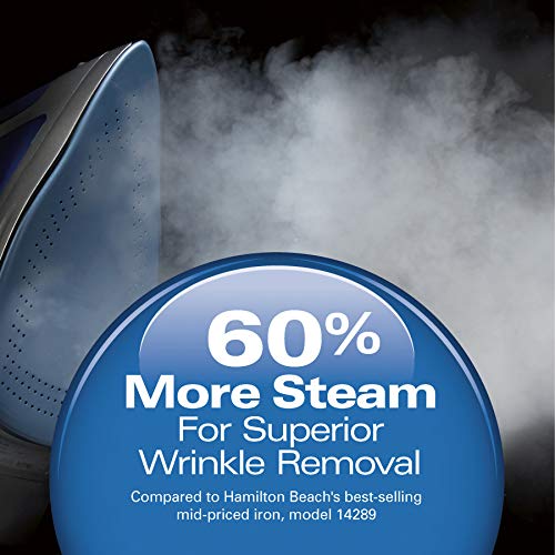 Hamilton Beach Steam Iron & Vertical Steamer for Clothes with Scratch-Resistant Durathon Soleplate, 8' Retractable Cord, 3-Way Auto Shutoff, Anti-Drip, 1500 Watts, Blue by Hamilton Beach - Image 3