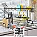 Topkitch Over The Sink Dish Drying Rack (34.5") black (New Upgrade) With Utensils Holder, stainless steel (Sink size≤34.5in) counter space + Pot Rack Organizers Bonus