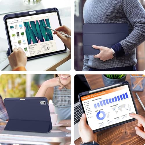 Image of Printme for iPad (A16) 11th Generation Case 11 Inch 2025, for iPad 10th Generation Case 10.9 Inch 2022 with Pencil Holder, Slim Trifold Stand Protective Cover with Soft TPU Back (Navy Blue)