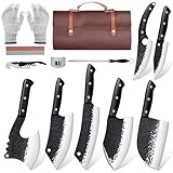 Golden Bird Butcher Knife Set - 13pcs Chef Knife Set Hand Forged Knives for Kitchen, Sharp Japanese Knife Set for Meat Cutting, Camping, BBQ, Men's Birthday Gift