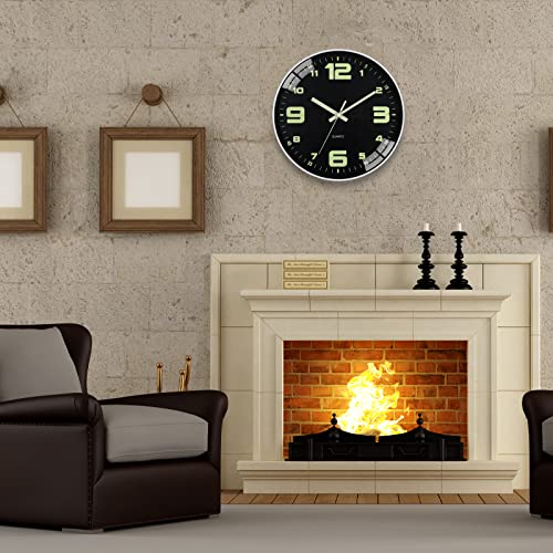 Image of HZDHCLH Luminous Wall Clock 12 Inch Silent Non Ticking Clock for Living Room Bedroom Kitchen Office