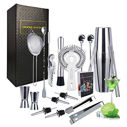 Set Shaker Cocktail 16 Pezzi Nero - Con Jigger, Pinza Ghiaccio, Muddler E Accessori Per Bar - Foto 3