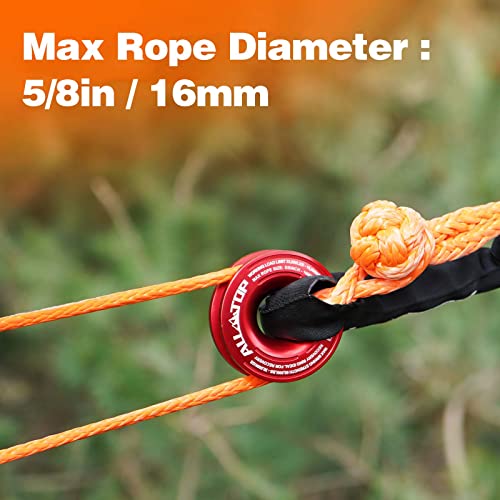 Image of ALL-TOP Recovery Ring 66000 LBS Winch Snatch Towing Ring, Tackle Pulley System, Rope Retention Safety Strap Included, Red