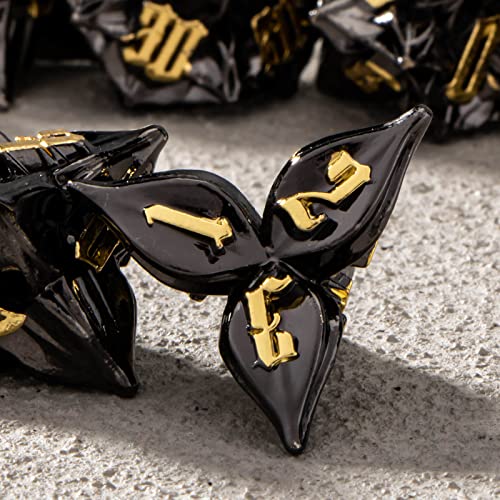 Kerwellsi Metal Dnd Dice Set, Leaf Black D&D Dice Set With Box, 7 Piece Dungeons And Dragons Dice, Role Playing D And D Dice, Rpg Polyhedral Dice Set D20 D12 D10 D8 D6 D4 #TOP2