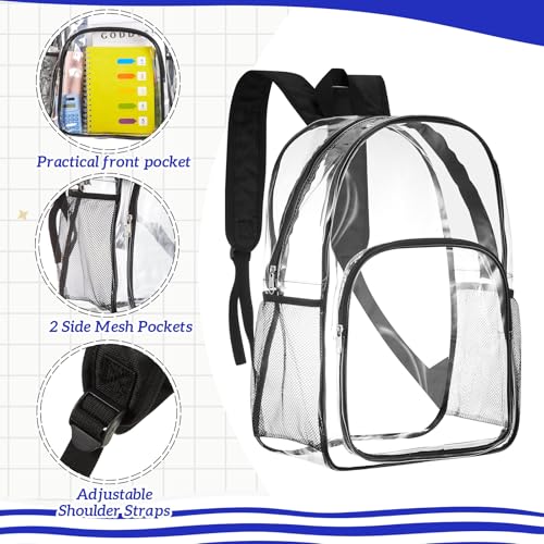 Image of Amylove 6 Pcs Clear Backpack bulk for Stadium Events Heavy Duty PVC Transparent Bookbag for College Workplace Security (15 Inches,6 Dark Colors)
