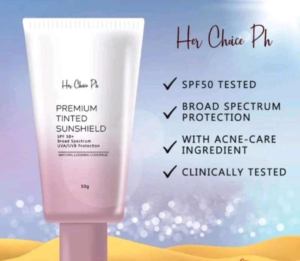 Her Choice PH Premium Tinted Sunshield SPF 50 PA+++ | Broad Spectrum UVA/UVB Protection (50g) image 5