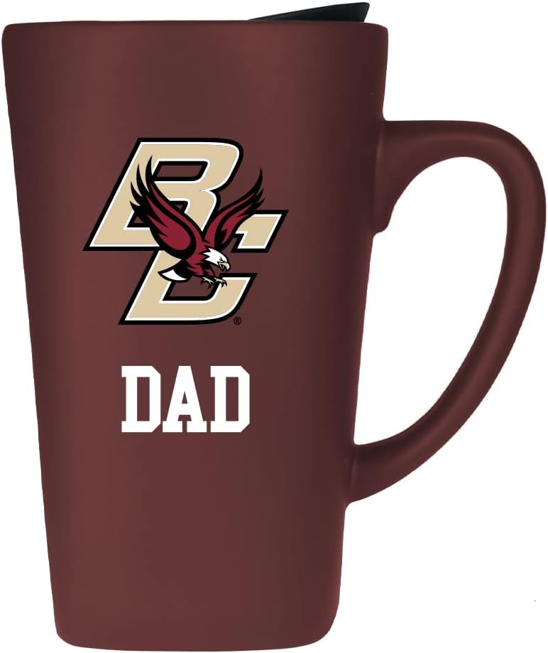 Boston College Dad 16oz Soft Touch Ceramic Travel Mug with Lid - Burgundy