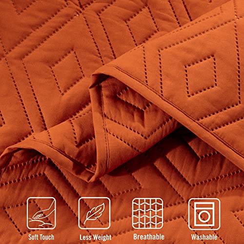 Cozyart Quilt Set Twin Size Burnt Orange Lightweight Bedspread With Pillow Shams Soft Coverlet Bedding Sets For All Season,Dimond,2 Pieces,1 Quilt 1 Pillow Shams #TOP3