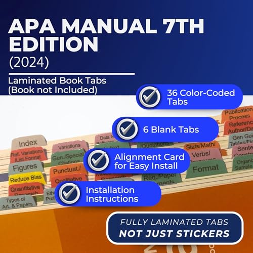 Onglets pour manuel APA 7e édition avec repères à code couleur 2023
