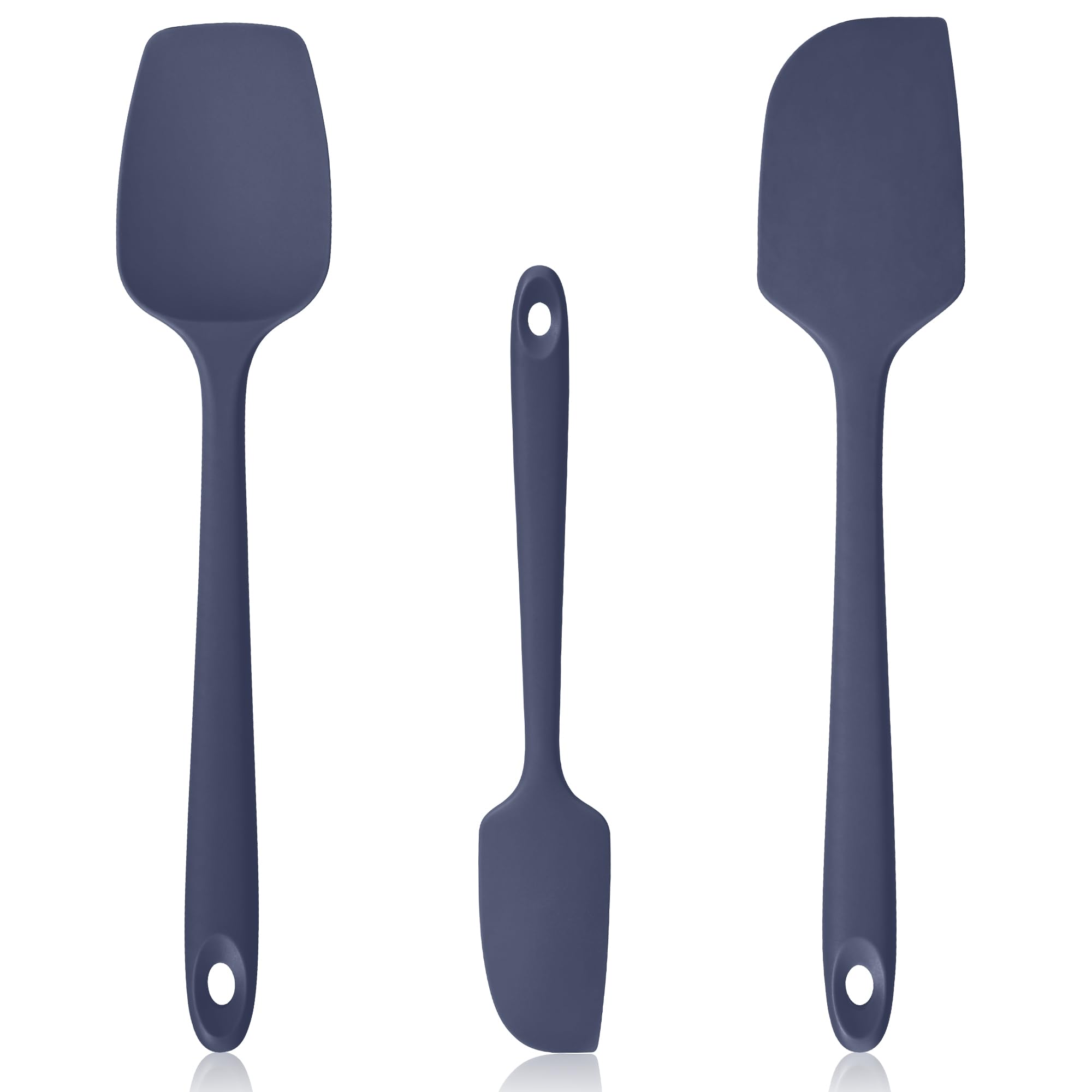 Lilybeam 600ºF Heat Resistant Silicone Spatula Set of 3,Midnight Blue