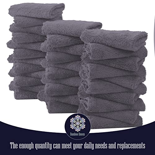 Image of 32 Pack Baby Washcloths - Luxury Coral Fleece - Extra Absorbent and Soft Wash Clothes for Newborns, Infants and Toddlers - Suitable for Sensitive Skin and New Born - Baby Shower - Grey, 10x10 Inch