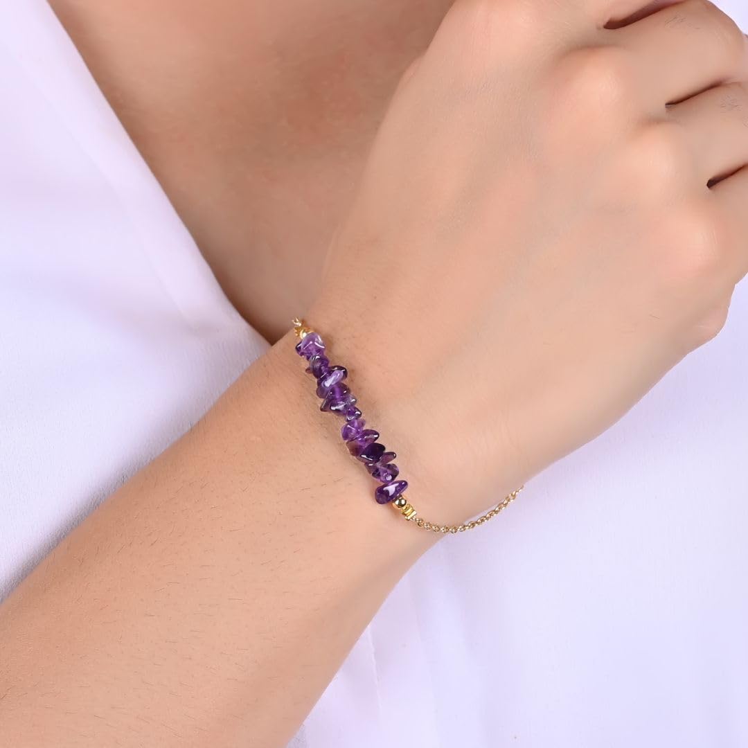 Gempires Natural Chips Bar Bracelet, Energy Healing Crystals, Birthday, Gift for Her, Gemstone Jewelry 8 inch - Image 3