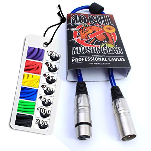 No Bull Nordell Music Gear' Premium XLR Cable (Blue, 0.5m): Achieve a Clearer Audio Signal with Balanced Male to Female Microphone Lead, plus Cable Tie