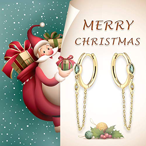 Jiangyue Dainty Fashion Tassel Chain Drop Dangle Chain Earrings For Women Girls With Cubic Zirconia 18K Gold Plated Simple Huggie Hoop Earrings #TOP6