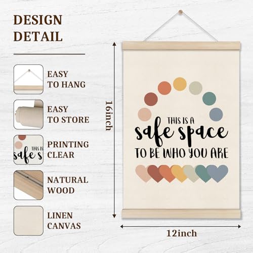 Image of DOI-LANEE 2pcs Safe Space Mental Health Posters, Therapy Affirmations Inspirational Poser Banner for Office, Motivational Canvas Wall Art For Counseling Office, Positive Wall Decor 16X12 Inch