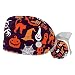 Halloween Orange Pattern 2 Pieces Unisex Working Caps with Buttons Adjustable Bouffant Hats Tie Back Caps