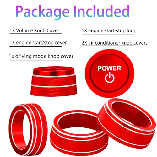 Image of for Toyota RAV4 /RAV4 Hybrid 2023 2024 2025 air Conditioning knob Cover, Start Button Cover Decorative Ring, Volume, Aluminum Alloy Decoration (RAV4 Hybrid, red)