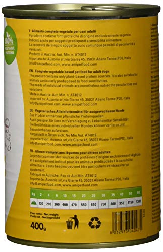 AMÌ Veganes Nassfutter für Hunde V-Love Yellow, 12er Pack (12 x 400 Grams)