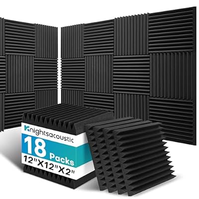 18 Pack Sound Proof Foam Panels for Walls, 2 X 12 X 12 Inches Acoustic Foam Panels, High Density Acoustic Panels Sound Absorbing, Noise Cancelling Studio Wedges, Black (NOT INCLUDE ADHESIVE)