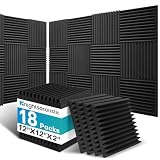 18 Pack Sound Proof Foam Panels for Walls, 2 X 12 X 12 Inches Acoustic Foam Panels, High Density Acoustic Panels Sound Absorbing, Noise Cancelling Studio Wedges, Black (NOT INCLUDE ADHESIVE)