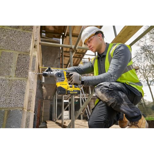 Image of STANLEY FATMAX SBH910M1T-B1 20V MAX CORDLESS Brushless 3-Mode SDS-Plus Rotary Hammer Kit | 1100 RPM | 2.5 Joules Impact Energy Power Tool with 1x 4.0Ah V20 Battery, Charger and Pro-Stack Storage Case