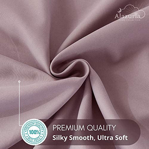 Alazuria Duvet Cover Queen, Soft Microfiber Queen Size Duvet Cover Set (3 Piece) Breathable, Zipper Closure, 4 Corner Ties (1 Comforter Cover + 2 Pillow Shams) Berry Mocha, Queen #TOP5