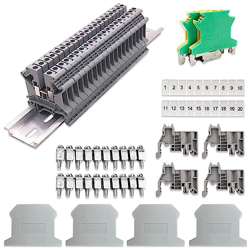 Riisoyu Reihenklemmen Hutschiene, UK-2.5 Durchgangsklemme Hutschienen Klemmen, Klemmleiste Kit Elektrischer Anschlussblock für präzise Leitung für Automatisierungsprojekte, Garage, DIY Projekte
