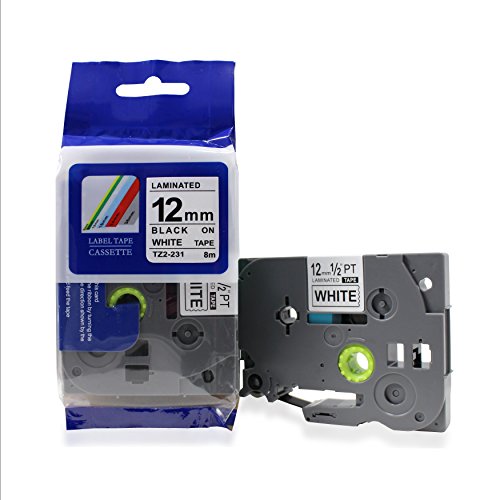 Fita Compatível TZ-231 Tze-231 Branca 12mm para Rotulador Brother PT-H105 PT-H110 PT-D210