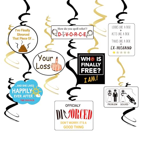 8er Set Lustige Geschieden Party Hängende Deko Humor Scheidung LuftschLangen Dekor Wirbel für Geschiedene Bye Felicia Single Freiheit Witziges Divorce Partydeko Break Up Scheidungsparty Supplies